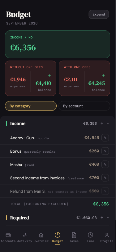 Budget Guru’s budget screen on a phone